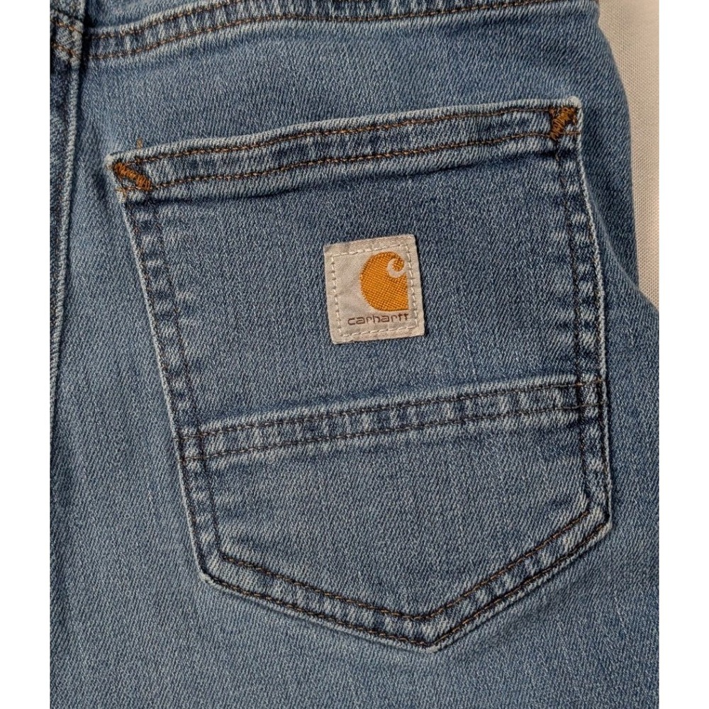 Carhartt Slim Fit Jeans Womens 2 Short Medium Wash Blue Denim Workwear - Picture 3 of 13